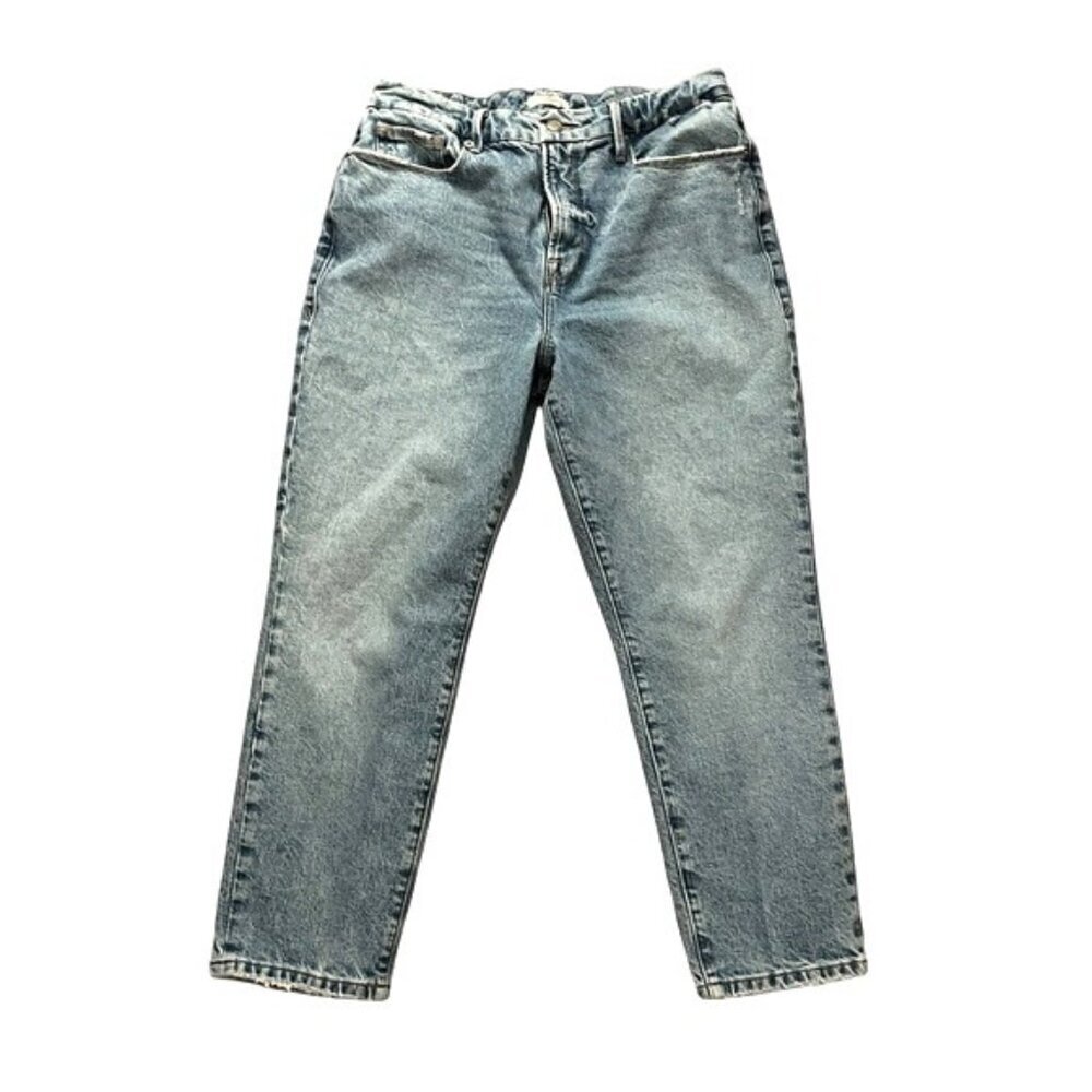 Good American Good Girlfriend Petite Jeans Straight Fit Size 8/29 Blue Denim